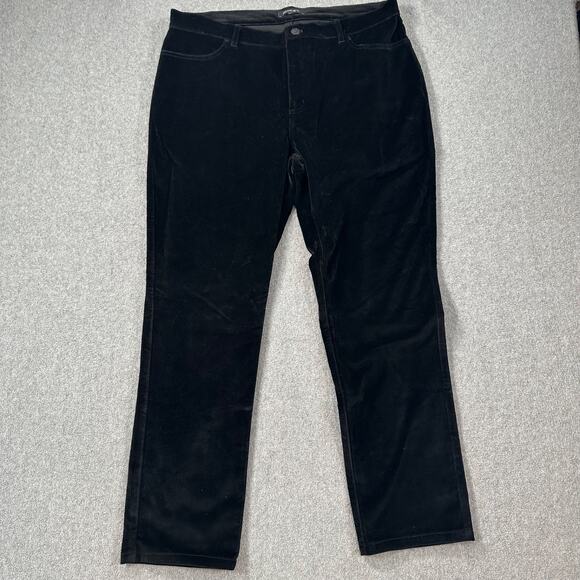 Lafayette 148 Black Velvet Straight Leg Pants Women's 14 Pockets 27" Inseam - Picture 1 of 6